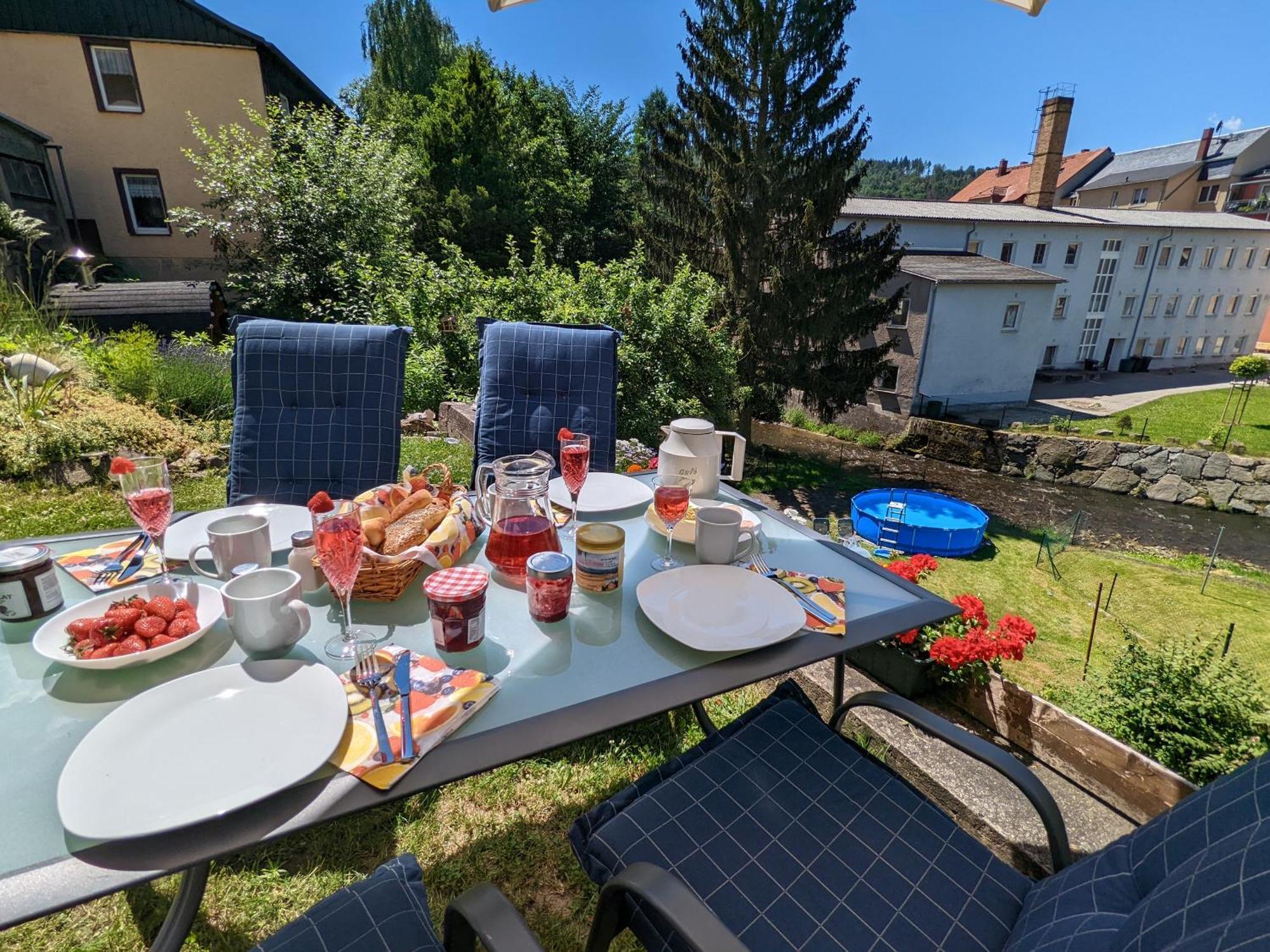 Idyllische Erholung - Sauna, Garten, Pool&Fluss - Zi1 Sebnitz Exterior foto