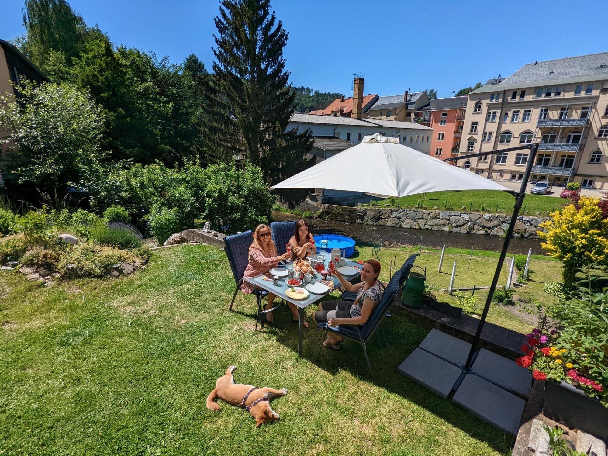 Idyllische Erholung - Sauna, Garten, Pool&Fluss - Zi1 Sebnitz Exterior foto